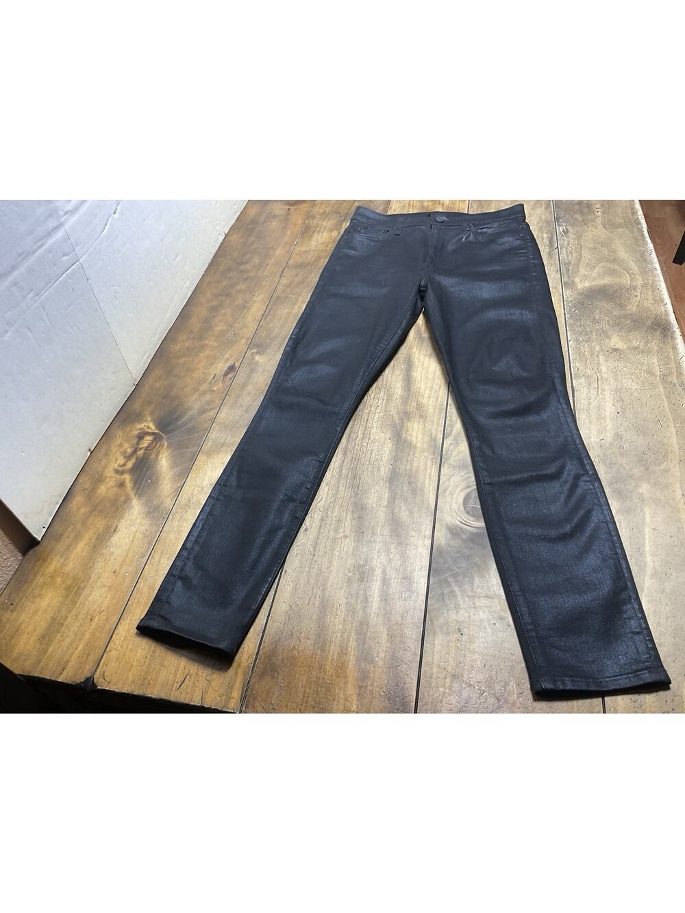 MOTHER Women's The Swooner Coated Ankle Jeans Size 28 Wet Paint Black Pant